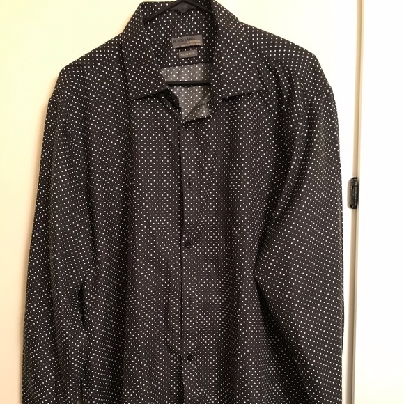 Black Label Other - Men’s dress shirt black and white polka dots